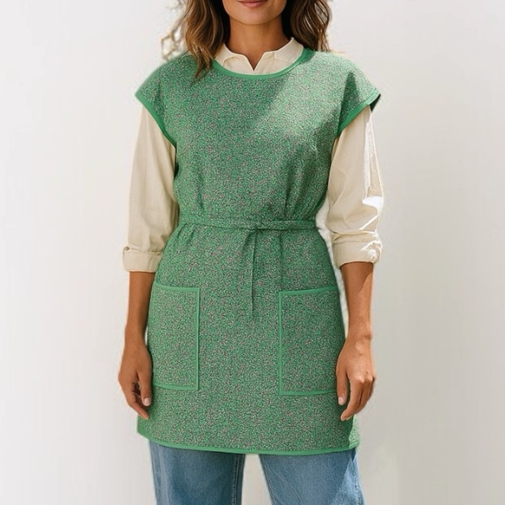 Vintage 60’s Handmade Smock Apron In Green / Black